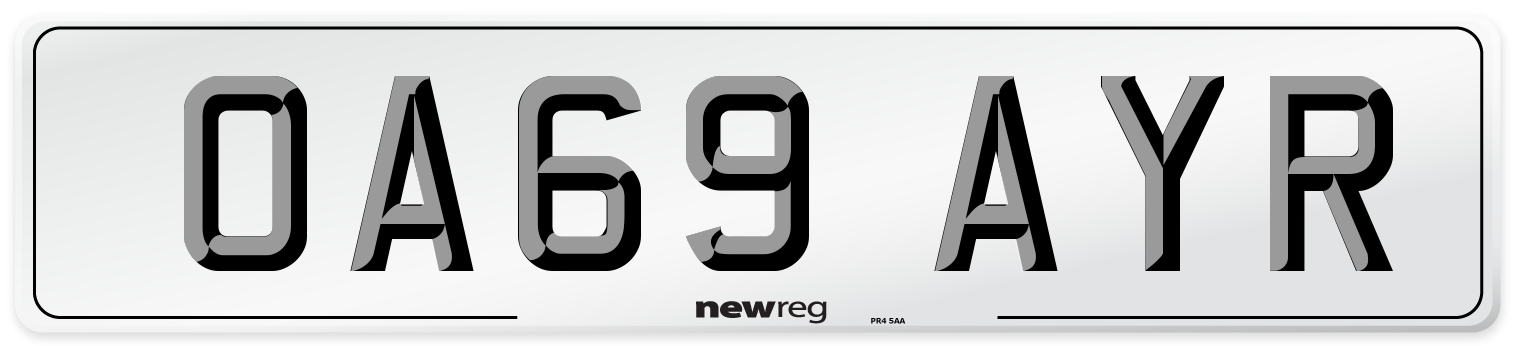 OA69 AYR Number Plate from New Reg